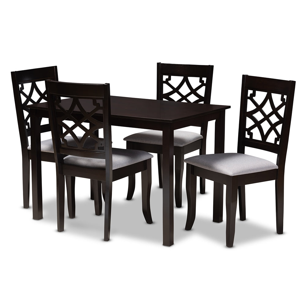 Baxton Studio - Mael Dining Set in Gray/Espresso - RH331C-Grey/Dark Brown-5PC Dining Set view 1