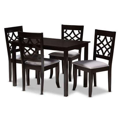 Baxton Studio - Mael Dining Set in Gray/Espresso - RH331C-Grey/Dark Brown-5PC Dining Set view 1