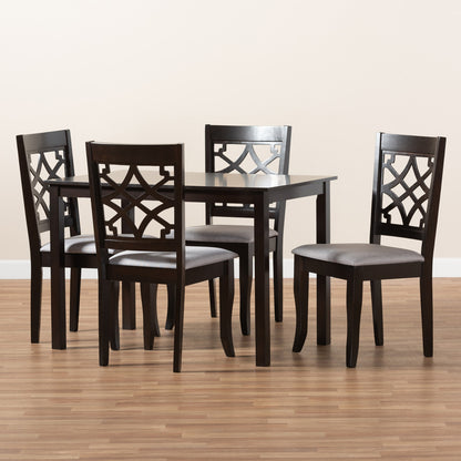 Baxton Studio - Mael Dining Set in Gray/Espresso - RH331C-Grey/Dark Brown-5PC Dining Set view 5