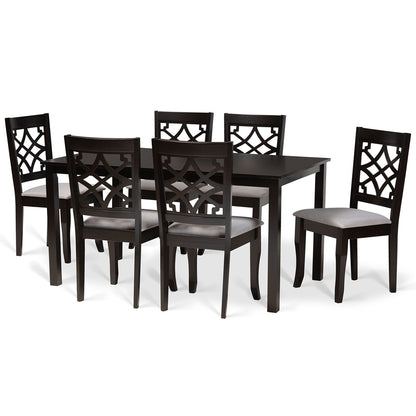 Baxton Studio - Mael Dining Set in Grey/dark brown - RH331C-Grey/Dark Brown-7PC Dining Set view 1