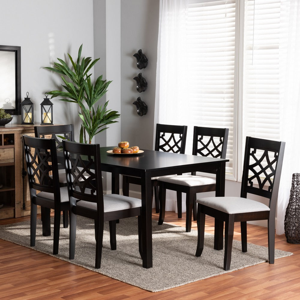 Baxton Studio - Mael Dining Set in Grey/dark brown - RH331C-Grey/Dark Brown-7PC Dining Set view 7