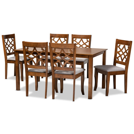 Baxton Studio - Mael Dining Set in Grey/Walnut Brown - RH331C-Grey/Walnut-7PC Dining Set view 1
