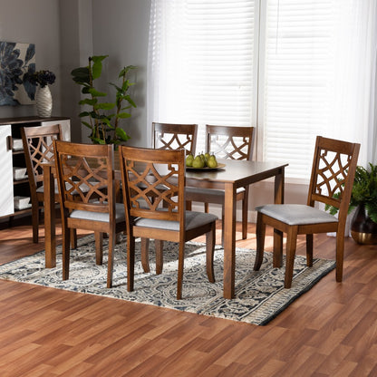 Baxton Studio - Mael Dining Set in Grey/Walnut Brown - RH331C-Grey/Walnut-7PC Dining Set view 7