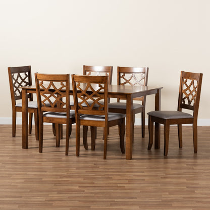 Baxton Studio - Mael Dining Set in Grey/Walnut Brown - RH331C-Grey/Walnut-7PC Dining Set view 8