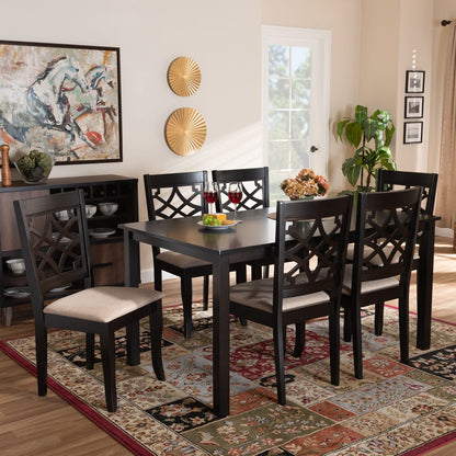 Baxton Studio - Mael Dining Set in Sand/Dark Brown - RH331C-Sand/Dark Brown-7PC Dining Set view 6