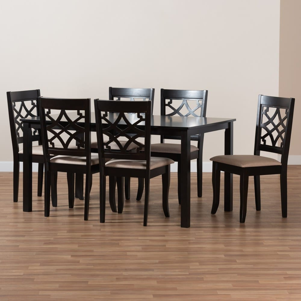 Baxton Studio - Mael Dining Set in Sand/Dark Brown - RH331C-Sand/Dark Brown-7PC Dining Set view 7