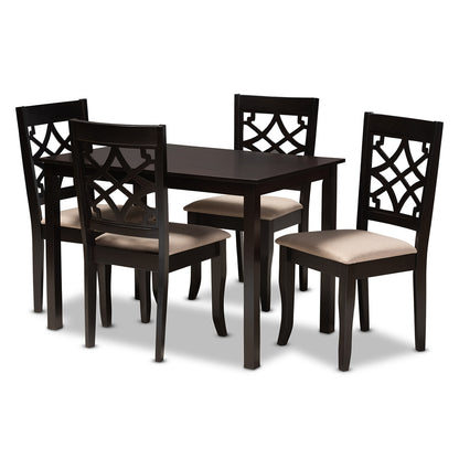 Baxton Studio - Mael Dining Set in Sand/Espresso - RH331C-Sand/Dark Brown-5PC Dining Set view 1