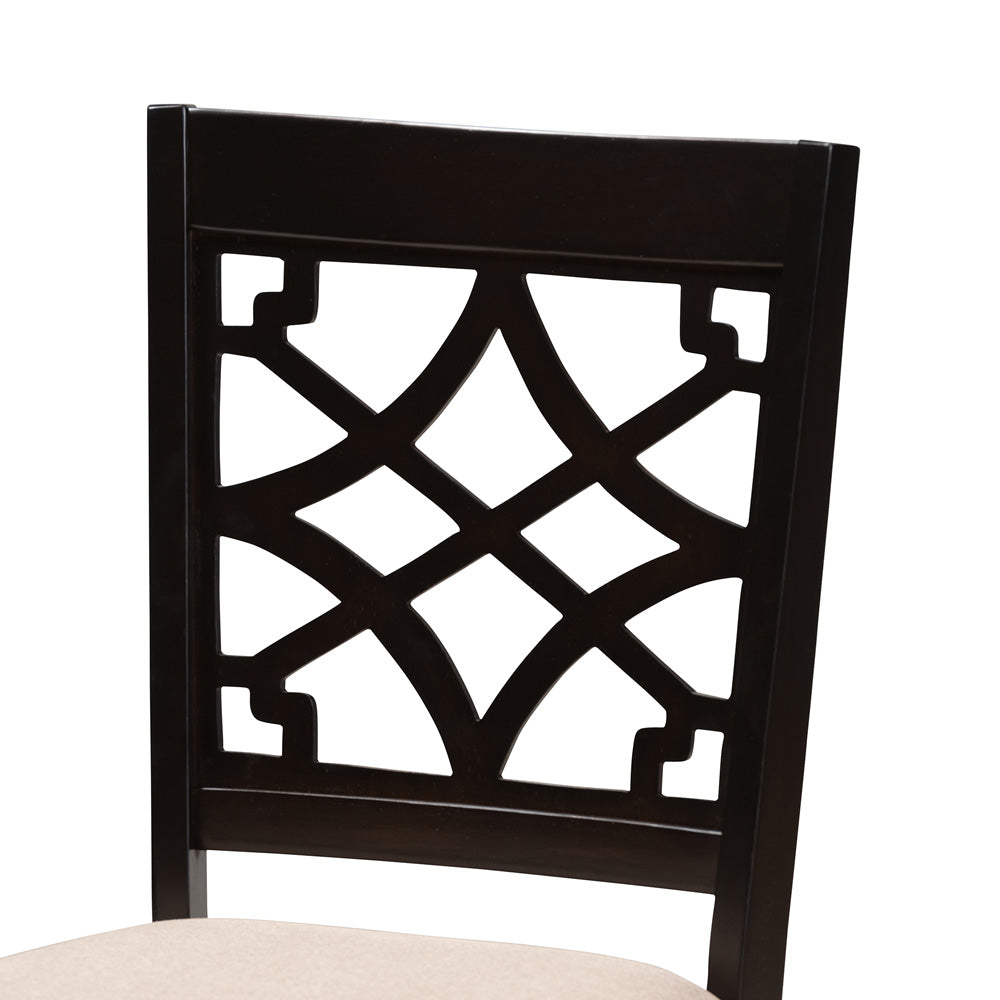 Baxton Studio - Mael Dining Set in Sand/Espresso - RH331C-Sand/Dark Brown-5PC Dining Set view 4