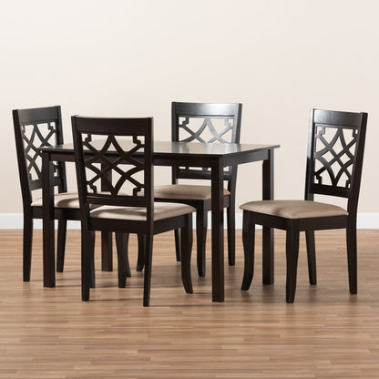 Baxton Studio - Mael Dining Set in Sand/Espresso - RH331C-Sand/Dark Brown-5PC Dining Set view 5