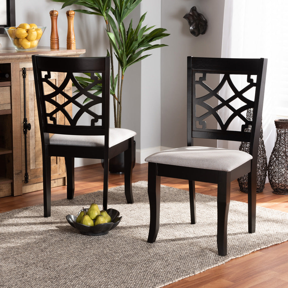 Baxton Studio - Mael Set of 2 Dining Chairs in Grey/dark brown - RH331C-Grey/Dark Brown-DC-2PK view 6