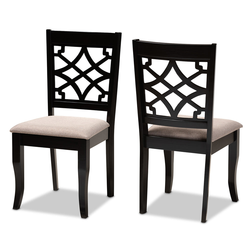 Baxton Studio - Mael Set of 2 Dining Chairs in Sand/Espresso Brown - RH331C-Sand/Dark Brown-DC-2PK view 1