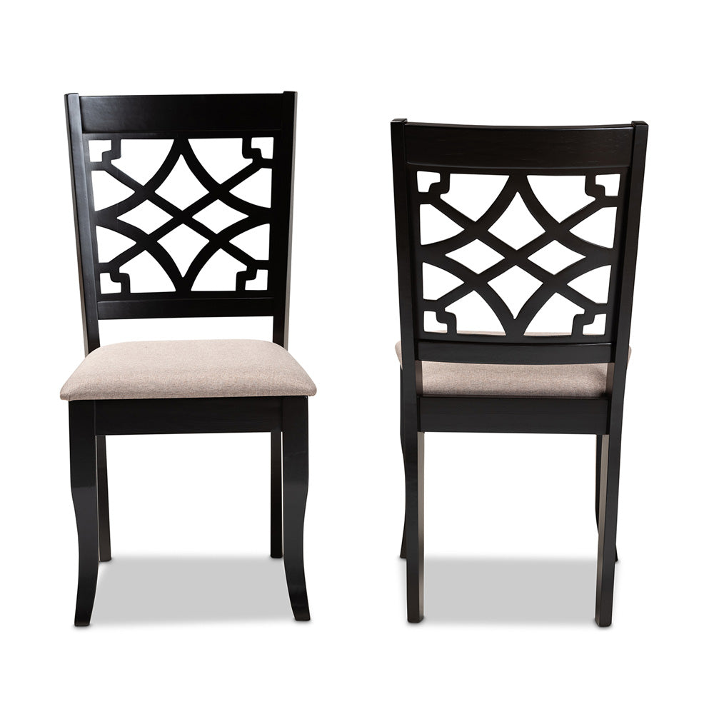 Baxton Studio - Mael Set of 2 Dining Chairs in Sand/Espresso Brown - RH331C-Sand/Dark Brown-DC-2PK view 2