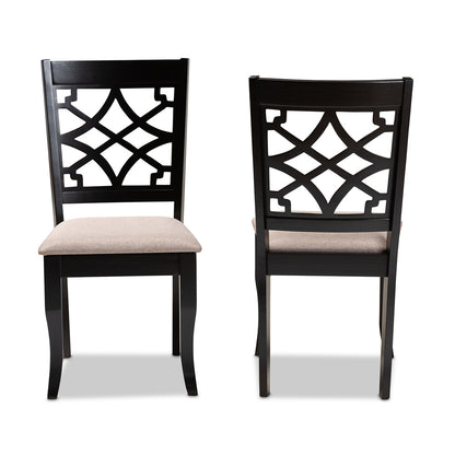 Baxton Studio - Mael Set of 2 Dining Chairs in Sand/Espresso Brown - RH331C-Sand/Dark Brown-DC-2PK view 2