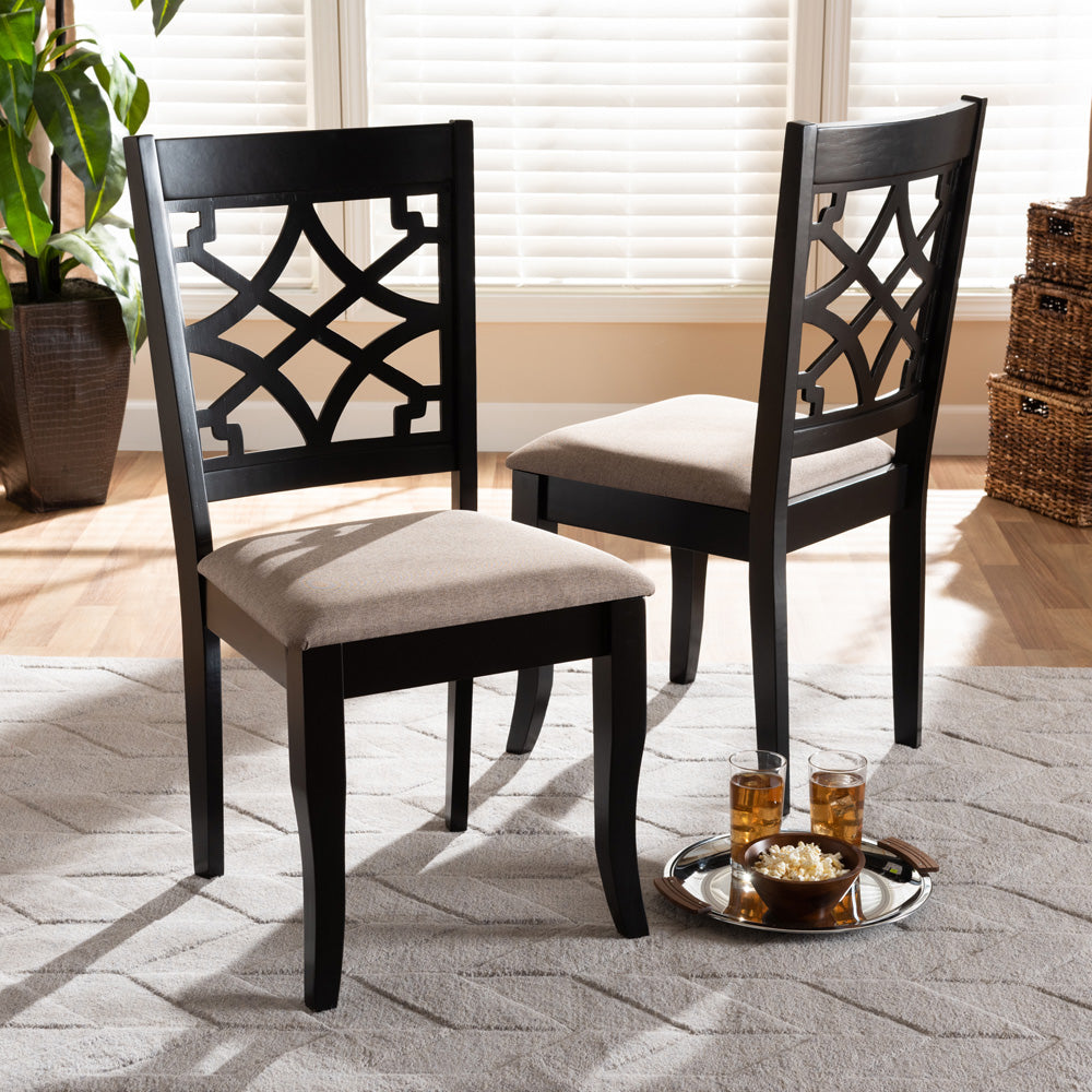 Baxton Studio - Mael Set of 2 Dining Chairs in Sand/Espresso Brown - RH331C-Sand/Dark Brown-DC-2PK view 6