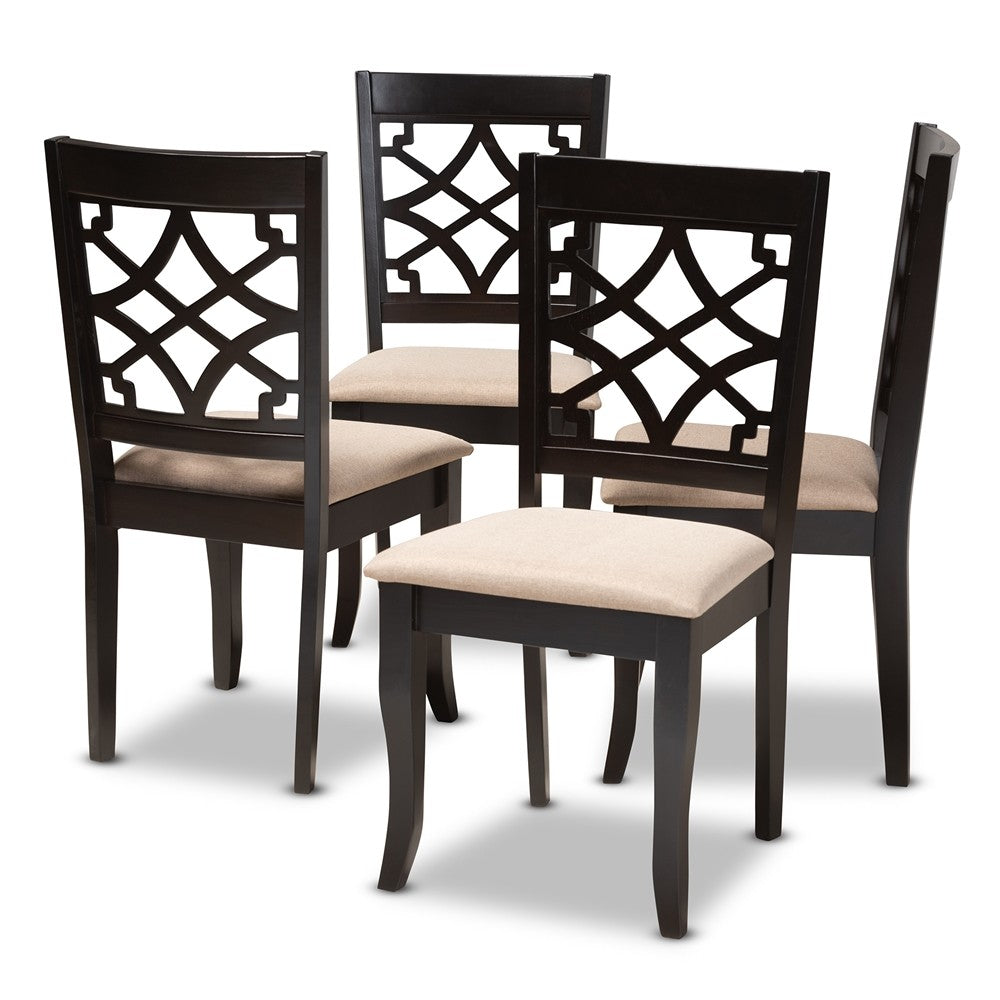 Baxton Studio - Mael Set of 4 Dining Chairs in Sand/Espresso - RH331C-Sand/Dark Brown-DC-4PK view 1