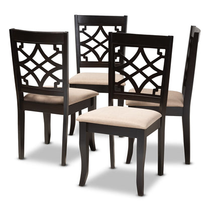 Baxton Studio - Mael Set of 4 Dining Chairs in Sand/Espresso - RH331C-Sand/Dark Brown-DC-4PK view 1