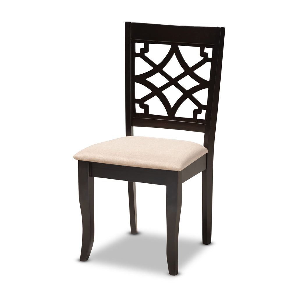 Baxton Studio - Mael Set of 4 Dining Chairs in Sand/Espresso - RH331C-Sand/Dark Brown-DC-4PK view 2