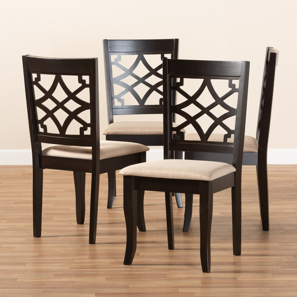 Baxton Studio - Mael Set of 4 Dining Chairs in Sand/Espresso - RH331C-Sand/Dark Brown-DC-4PK view 4