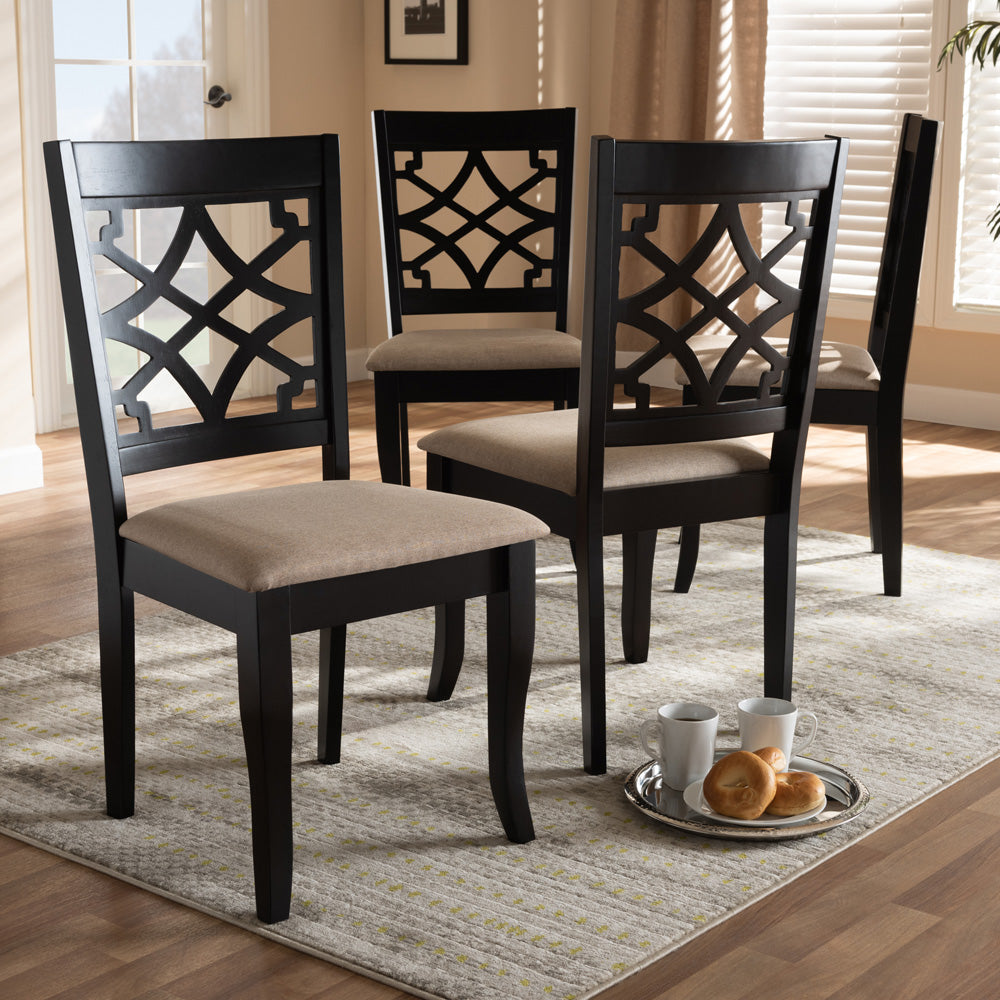 Baxton Studio - Mael Set of 4 Dining Chairs in Sand/Espresso - RH331C-Sand/Dark Brown-DC-4PK view 5