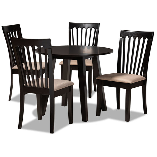 Baxton Studio - Maisie Dining Set in Sand/Dark Brown - Maisie-Sand/Dark Brown-5PC Dining Set view 1
