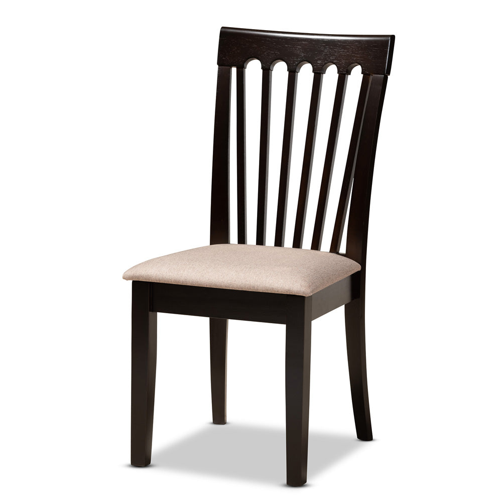 Baxton Studio - Maisie Dining Set in Sand/Dark Brown - Maisie-Sand/Dark Brown-5PC Dining Set view 2