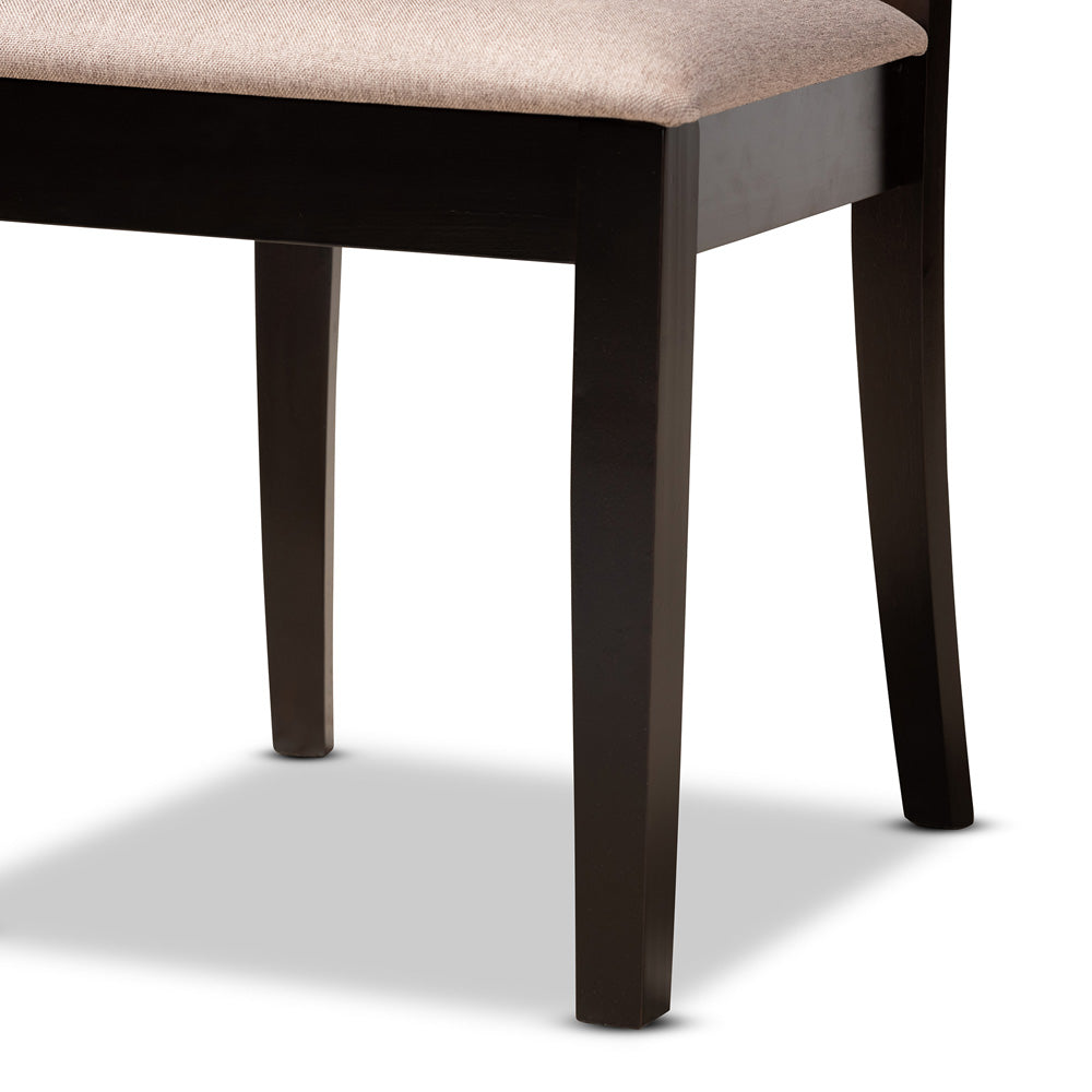 Baxton Studio - Maisie Dining Set in Sand/Dark Brown - Maisie-Sand/Dark Brown-5PC Dining Set view 6