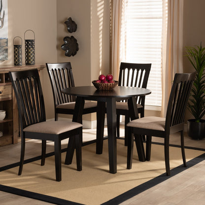 Baxton Studio - Maisie Dining Set in Sand/Dark Brown - Maisie-Sand/Dark Brown-5PC Dining Set view 7
