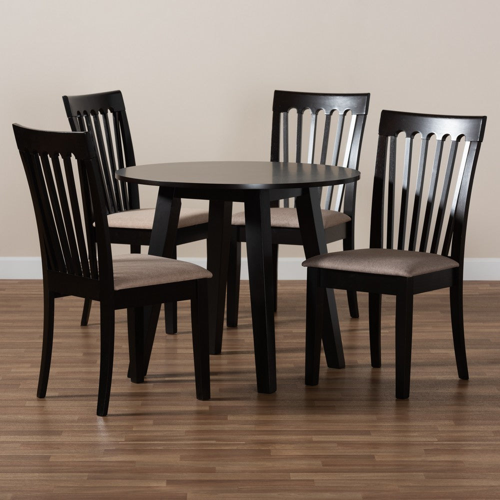 Baxton Studio - Maisie Dining Set in Sand/Dark Brown - Maisie-Sand/Dark Brown-5PC Dining Set view 8