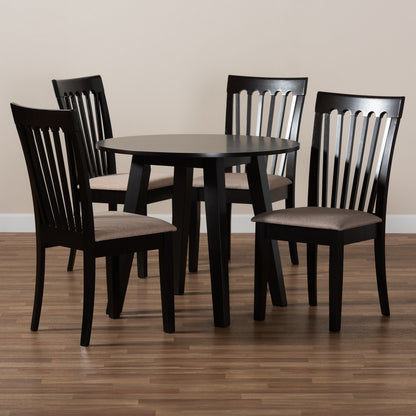 Baxton Studio - Maisie Dining Set in Sand/Dark Brown - Maisie-Sand/Dark Brown-5PC Dining Set view 8