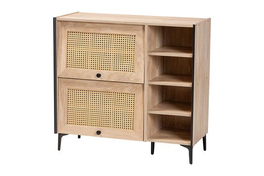 Baxton Studio - Malcolm Shoe Cabinet - FP-2405-5005B-Natural/Black-Shoe Cabinet view 1