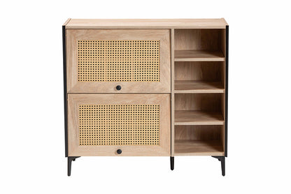 Baxton Studio - Malcolm Shoe Cabinet - FP-2405-5005B-Natural/Black-Shoe Cabinet view 3