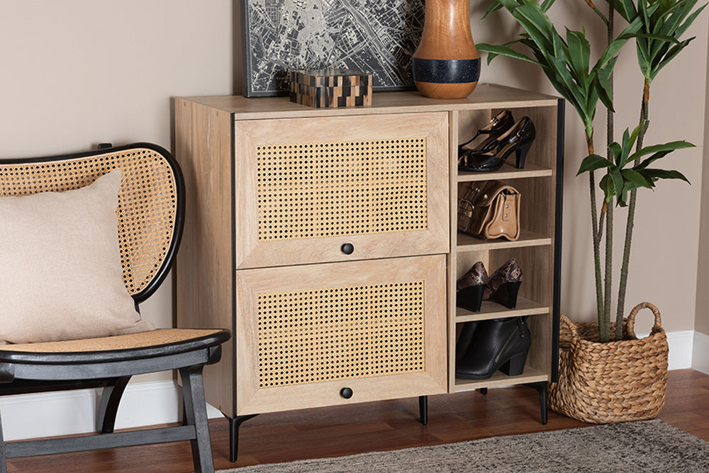 Baxton Studio - Malcolm Shoe Cabinet - FP-2405-5005B-Natural/Black-Shoe Cabinet view 5