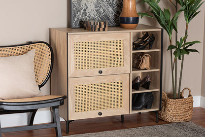 Baxton Studio - Malcolm Shoe Cabinet - FP-2405-5005B-Natural/Black-Shoe Cabinet view 5