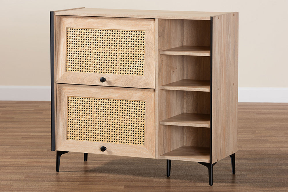 Baxton Studio - Malcolm Shoe Cabinet - FP-2405-5005B-Natural/Black-Shoe Cabinet view 10