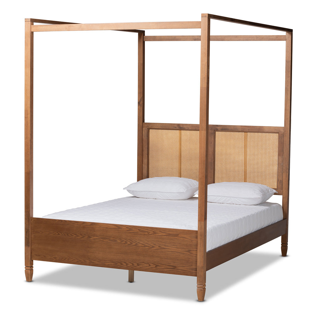 Baxton Studio - Malia Queen Size Bed in Walnut Brown - MG-0021-3-Walnut-Queen view 1