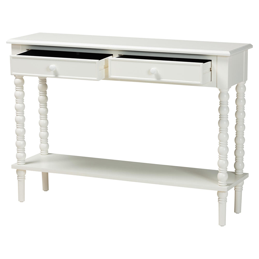 Baxton Studio - Malinda Console Table in White - JY24A178-Off White/Wooden-Console Table view 2