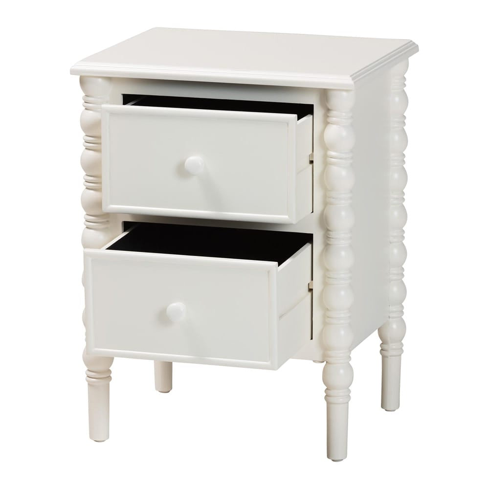 Baxton Studio - Malinda End Table in White - JY24A172-Off White/Wooden-End Table view 2