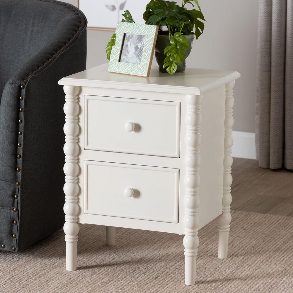 Baxton Studio - Malinda End Table in White - JY24A172-Off White/Wooden-End Table view 9