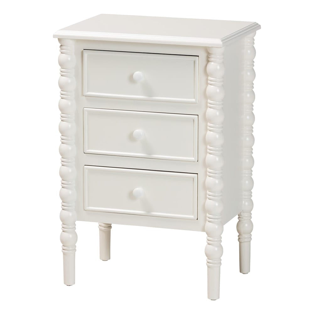 Baxton Studio - Malinda End Table in White - JY24A173-Off White/Wooden-End Table view 1