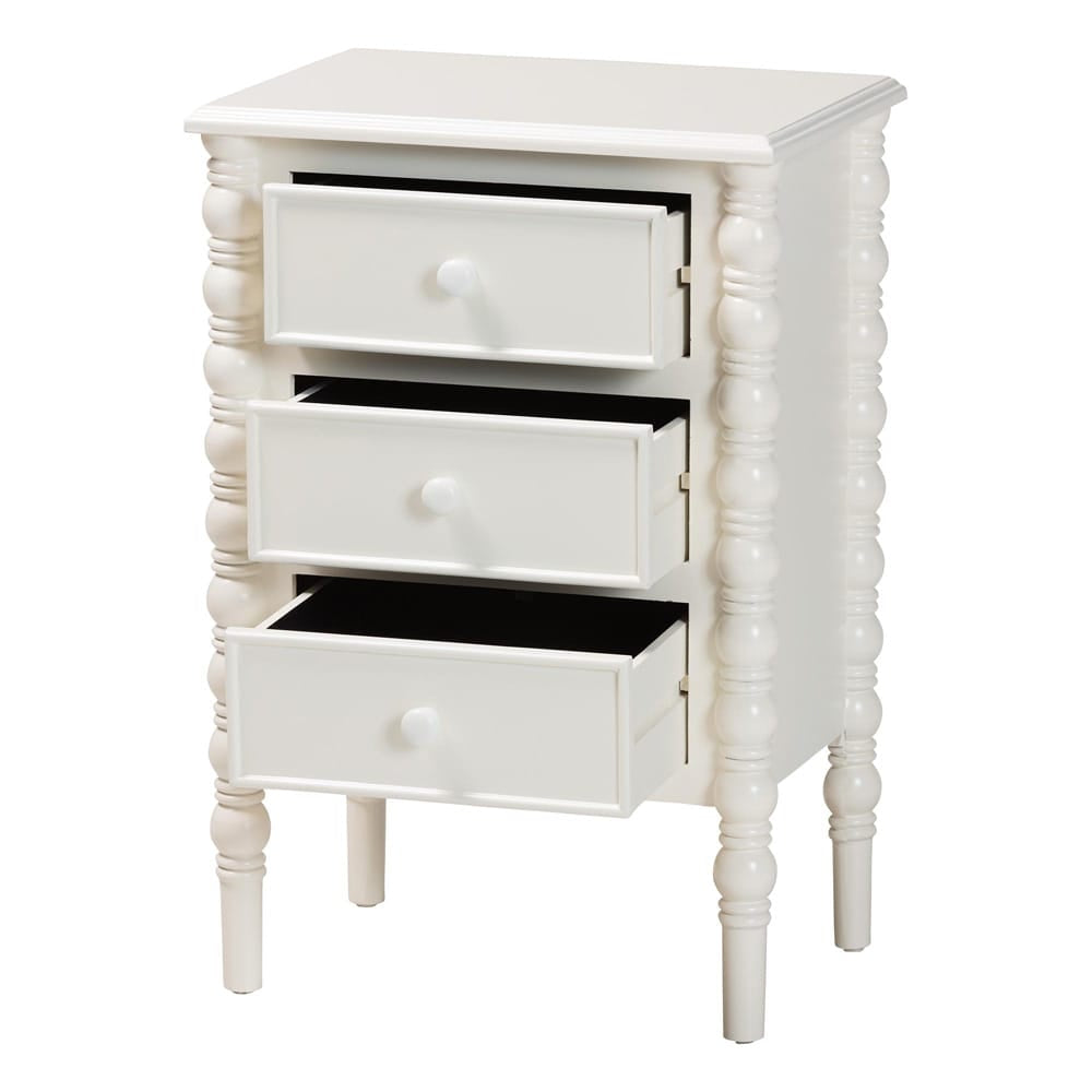 Baxton Studio - Malinda End Table in White - JY24A173-Off White/Wooden-End Table view 2