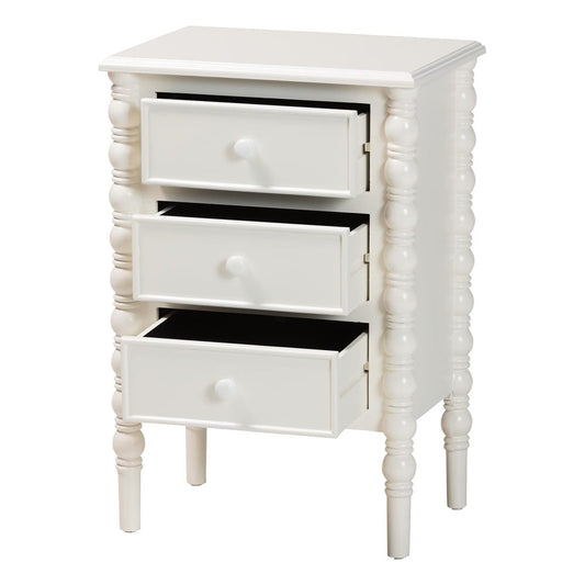 Baxton Studio - Malinda End Table in White - JY24A173-Off White/Wooden-End Table view 2