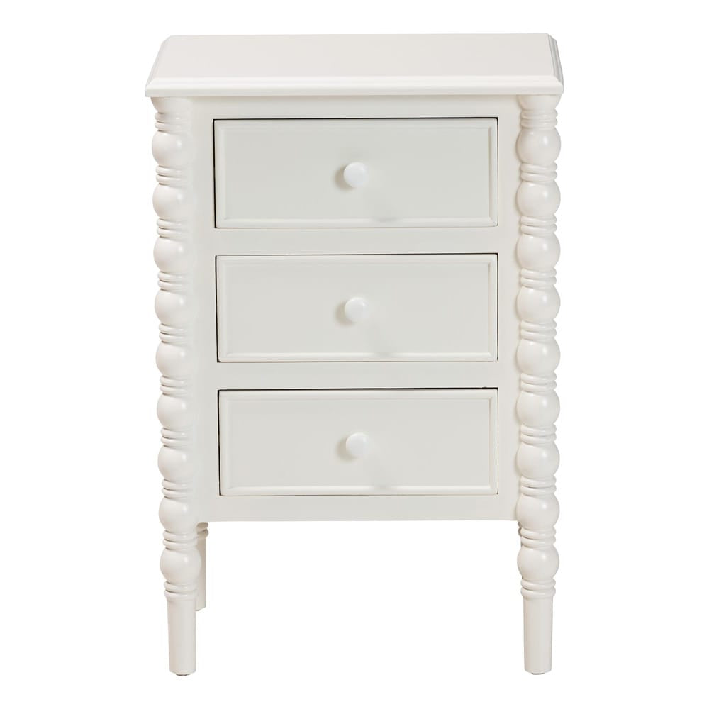 Baxton Studio - Malinda End Table in White - JY24A173-Off White/Wooden-End Table view 3