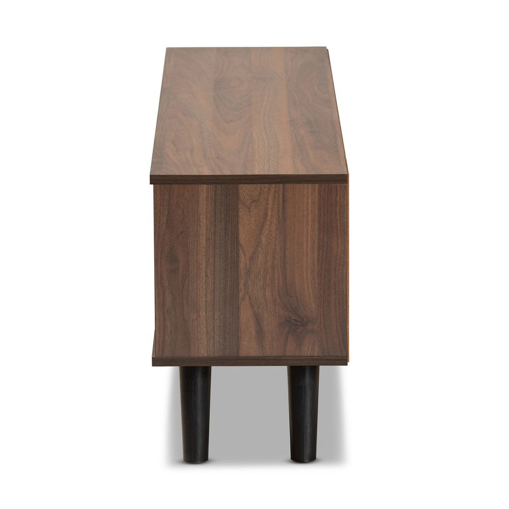 Baxton Studio - Mallory TV Stand in Grey/Walnut Brown/Black - TV8009-Walnut/Grey-TV view 4