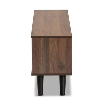 Baxton Studio - Mallory TV Stand in Grey/Walnut Brown/Black - TV8009-Walnut/Grey-TV view 4