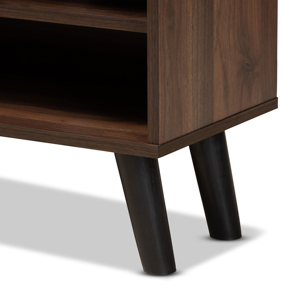 Baxton Studio - Mallory TV Stand in Grey/Walnut Brown/Black - TV8009-Walnut/Grey-TV view 5