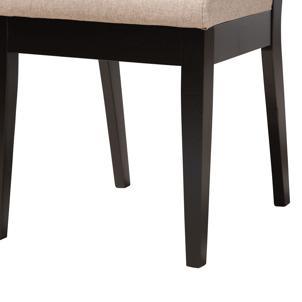 Baxton Studio - Mana Dining Set in Beige/Dark Brown - Mana-Sand/Dark Brown-7PC Dining Set view 6
