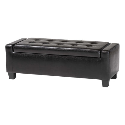 Baxton Studio - Manchester Ottoman in Black - Y-172-Black-OTTO view 1