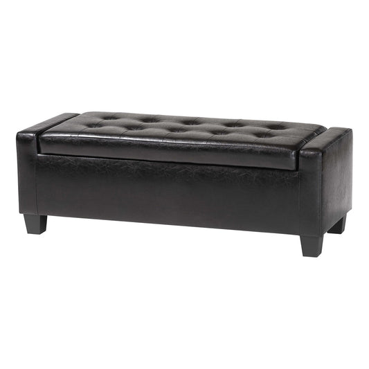 Baxton Studio - Manchester Ottoman in Black - Y-172-Black-OTTO view 1