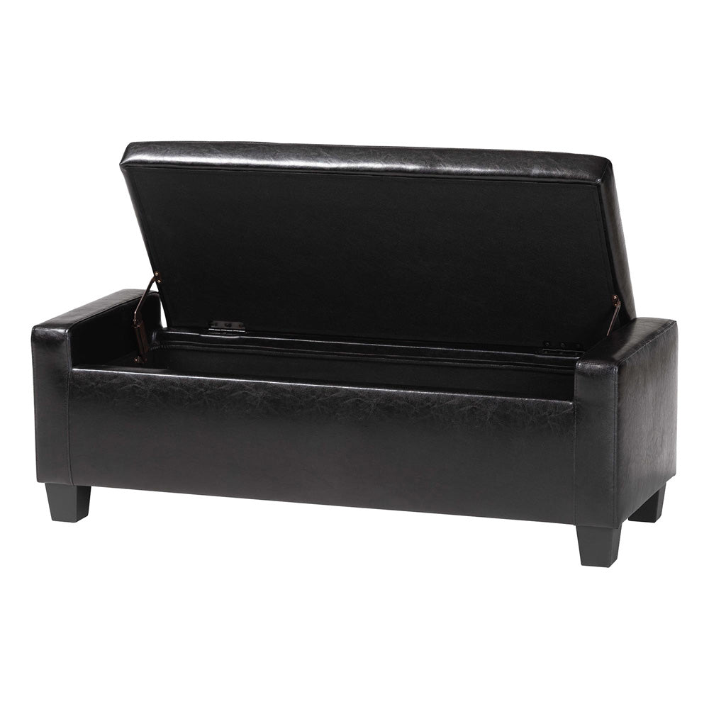 Baxton Studio - Manchester Ottoman in Black - Y-172-Black-OTTO view 2