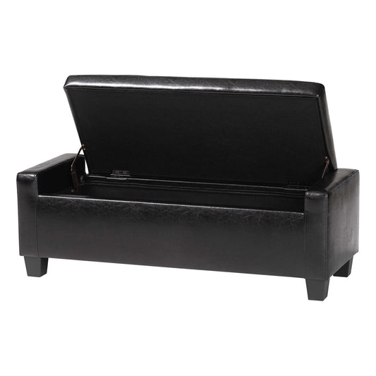 Baxton Studio - Manchester Ottoman in Black - Y-172-Black-OTTO view 2